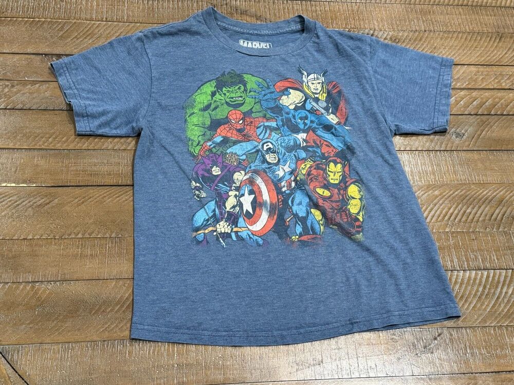 Marvel The Avengers T-Shirt - Boys Youth MED - Short Sleeve Graphic Blue